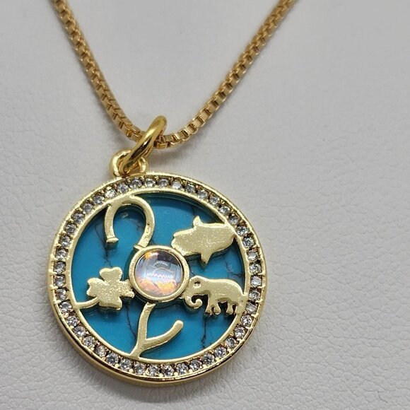 Brand New Brazilian 18k Gold Filled Necklace & Multi Lucky Charms Brass pendent - Picture 1 of 4